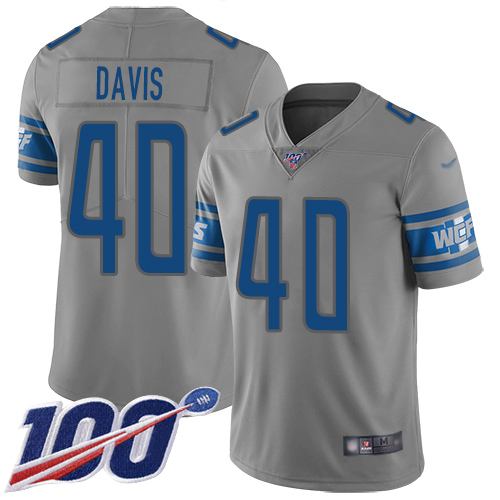 Detroit Lions Limited Gray Men Jarrad Davis Jersey NFL Football 40 100th Season Inverted Legend